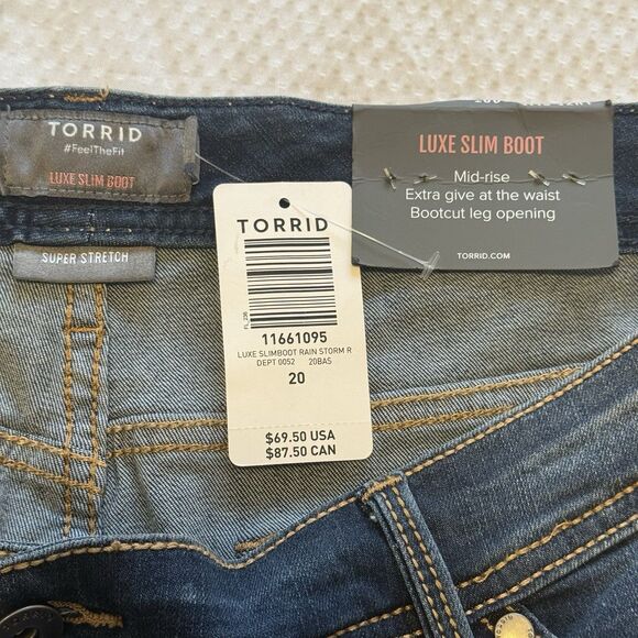 NWT Torrid Luxe Slim Boot Jean Mid Rise Blue Medium Wash Denim Plus Size 20R - Picture 6 of 7